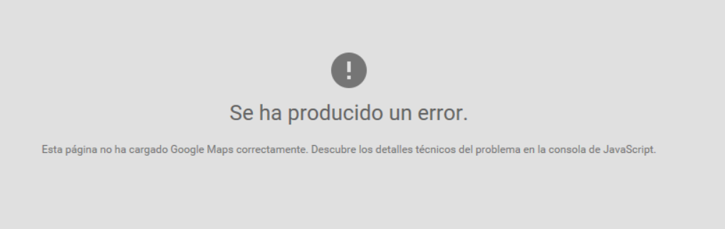 Esta página no ha cargado Google Maps correctamente